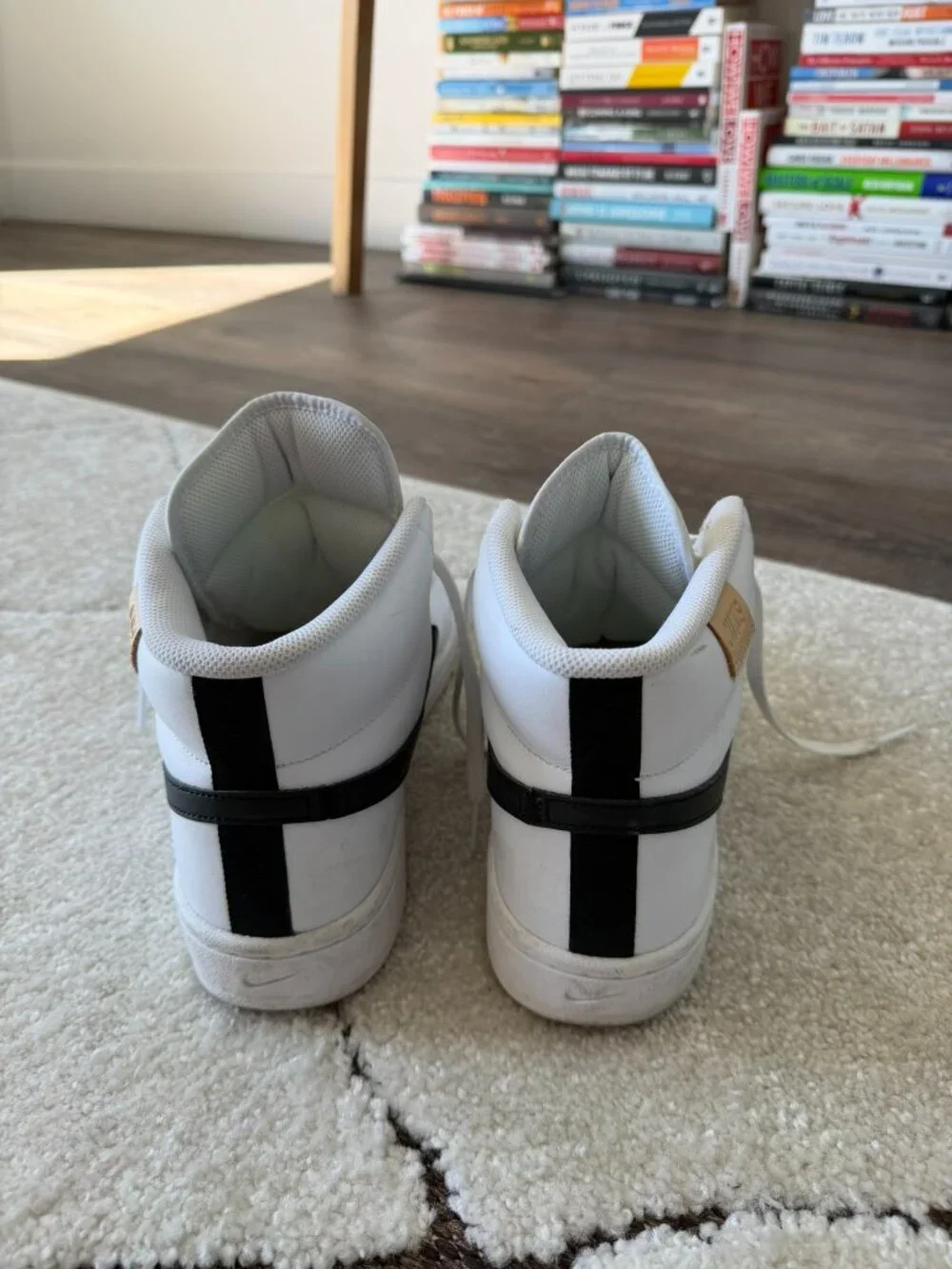 Nike White and Black Mid-Top Athletic Shoes